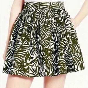Kate Spade Orchid Coreen Havana Skirt Womens 2 Olive Green Tropical Pleated Mini